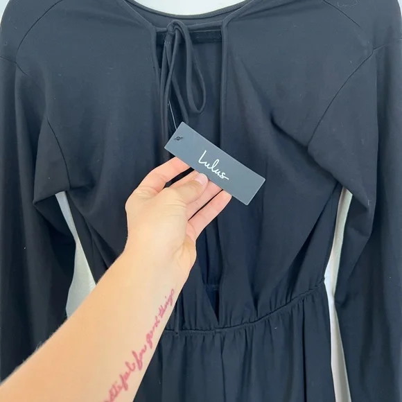 Lulu’s Black Long Sleeve Cutout Romper - Picture 6 of 9